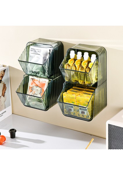 Masaüstü Raf Duvara Monte Çay Poşeti Saklama Kutusu Toz Geçirmez ve Yüksek Kaliteli Çok Fonksiyonlu Şeffaf, Yeşil (Yurt Dışından) fırsatları