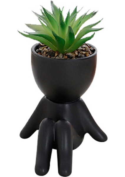2 Paket Succulents Bitkiler Yapay Succulents Sevimli Sahte Succulents Siyah Insan Şekilli Tencere Ofis Masası Dekoru (Yurt Dışından) fiyatları