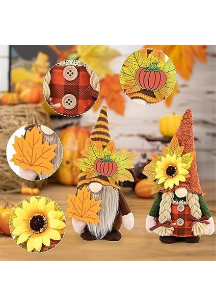 2 Adet Sonbahar Gnomes Süslemeleri Ev Için Sonbahar Gnomes Peluş Ev Dekor Sonbahar Gnomes Kabak Ayçiçeği ve Akçaağaç Yaprakları (Yurt Dışından)