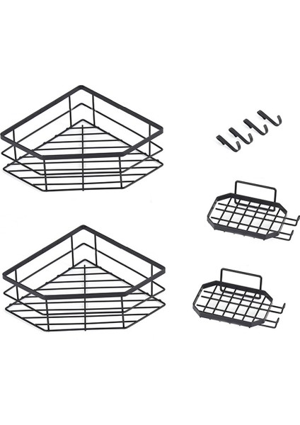 Duş, Delme Yok, 4'lü Paket, Paslanmaz Çelik Duş Sepeti, Sabunluklu Banyo Rafı (Yurt Dışından)