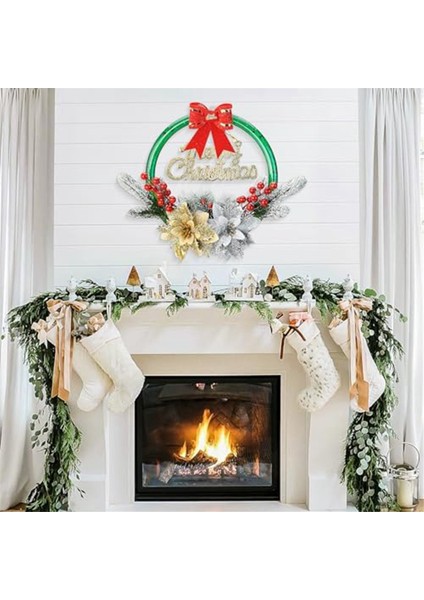 Ön Kapı Için Noel Çelenkleri - Işıklı Noel Çelengi, Çiçek Seçtikleri, Yeşil Güzel Çelenk Noel Dekoru (Yurt Dışından)