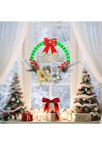 Ön Kapı Için Noel Çelenkleri - Işıklı Noel Çelengi, Çiçek Seçtikleri, Yeşil Güzel Çelenk Noel Dekoru (Yurt Dışından)