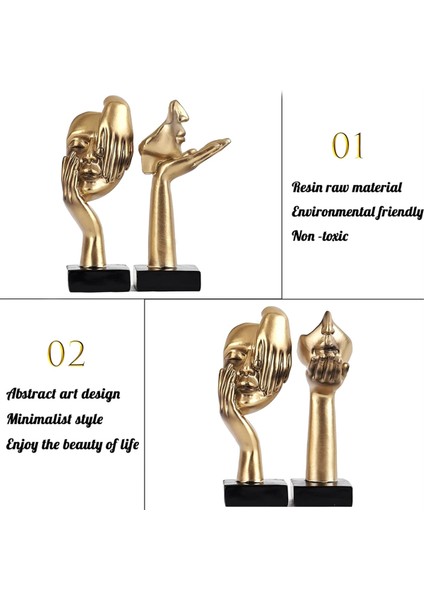 2 Pcs Heykeli, Altın Soyut Sanat Heykel Modern Dekorasyon Masaüstü Dekorasyon Noel Yeni Yıl Hediyesi (Yurt Dışından) fırsatları
