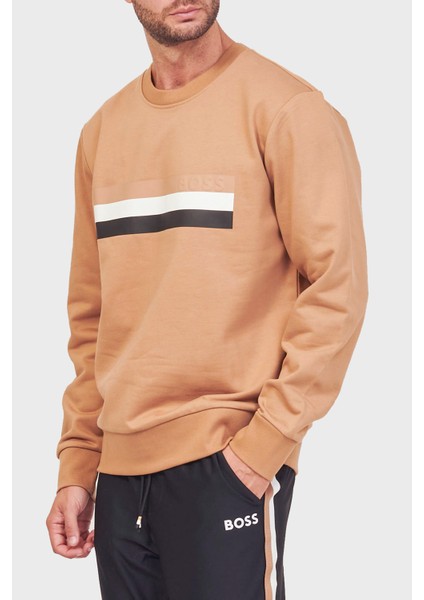 Şeritli Organik Pamuklu Bisiklet Yaka Relaxed Fit Sweat Erkek Sweat 50501498 260