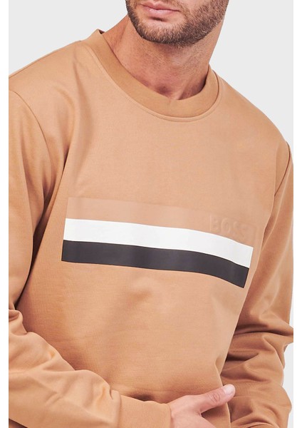 Şeritli Organik Pamuklu Bisiklet Yaka Relaxed Fit Sweat Erkek Sweat 50501498 260