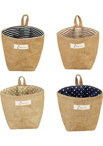 Duvara Asılı Saklama Torbaları Pamuk Keten Saklama Sepeti Katlanabilir Duvara Asılı Sepet Aile Organizatör Kutusu Dekoratif Çanta (Yurt Dışından) fiyatları