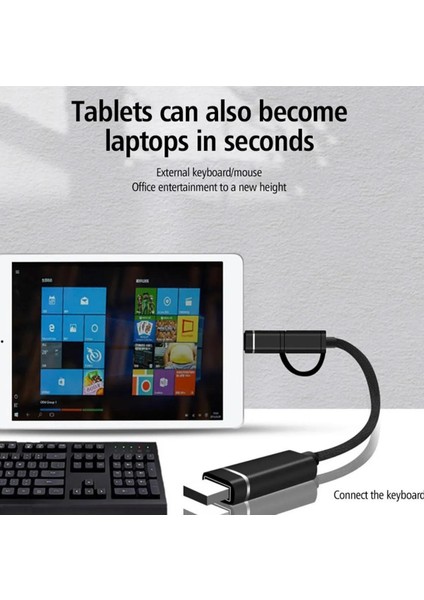 USB To Micro ve Type-C 2in1 3.0 Veri Aktarımı Otg Çevirici USB To 2in1 Dönüştürücü Hızlı Aparat