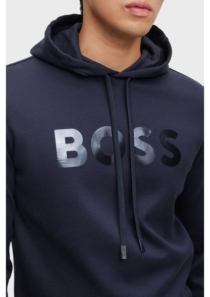 Ayna Efektli Logolu Kapüşonlu Pamuklu Relaxed Fit Sweat Erkek Sweat 50501222 402