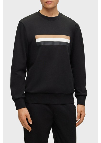 Şeritli Organik Pamuklu Bisiklet Yaka Relaxed Fit Sweat Erkek Sweat 50501498 001