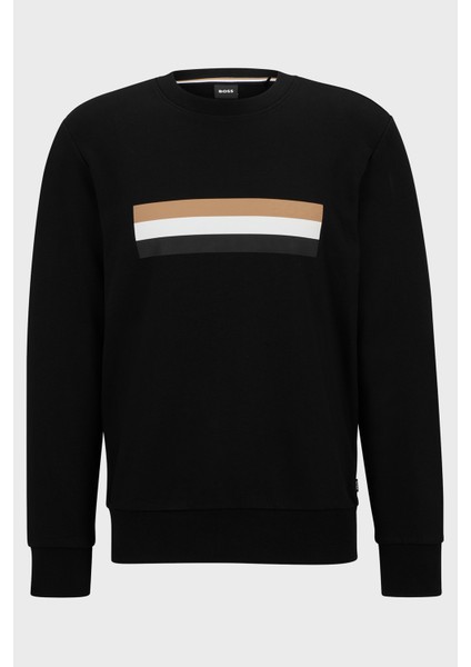 Şeritli Organik Pamuklu Bisiklet Yaka Relaxed Fit Sweat Erkek Sweat 50501498 001