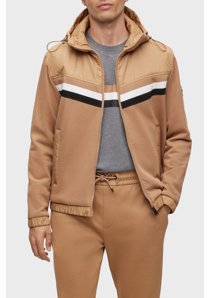 Çizgili Fermuarlı Pamuk Karışımlı Regular Fit Kapüşonlu Sweat Erkek Sweat 50501673 260