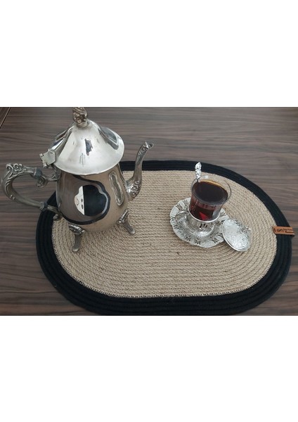 4 Kişilik Amerikan Servis Takımı Hasır Oval Supla Mutfak Sofra Yemek Sunum Masa DEKORASYON-42X30CM