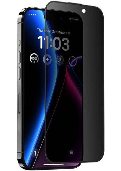 iPhone 15 Plus Uyumlu Ahize Toz Korumalı Anti-Dust Privacy Hayalet Temperli Ekran Koruyucu