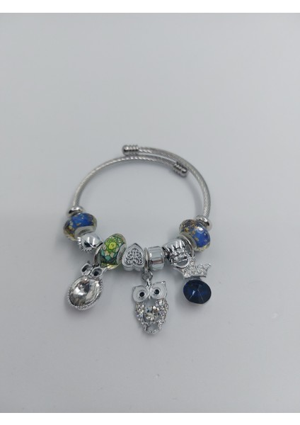 Mavi Baykuş Pandora Taş Detaylı