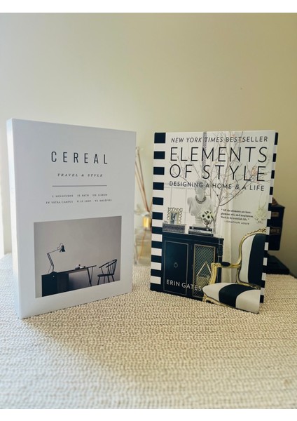 2 Li Set Dekoratif Kitap Kutu Element & Cereal Travel Dekoratif Kitap