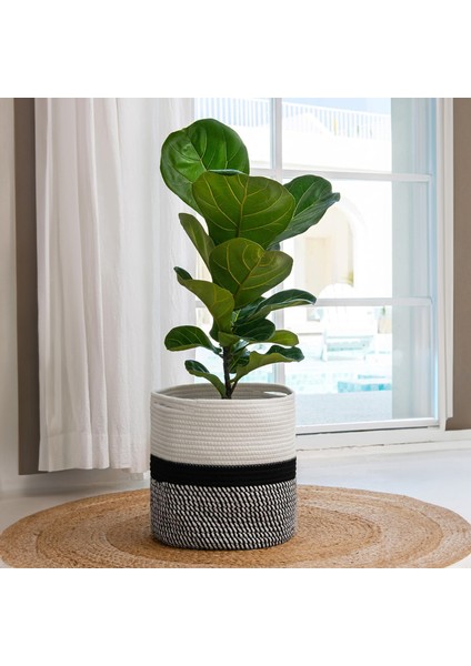 Hasır Dokuma Çamaşır Sepeti - Banyo Pamuk Halat Saklama Sepeti 38 cm fırsatları