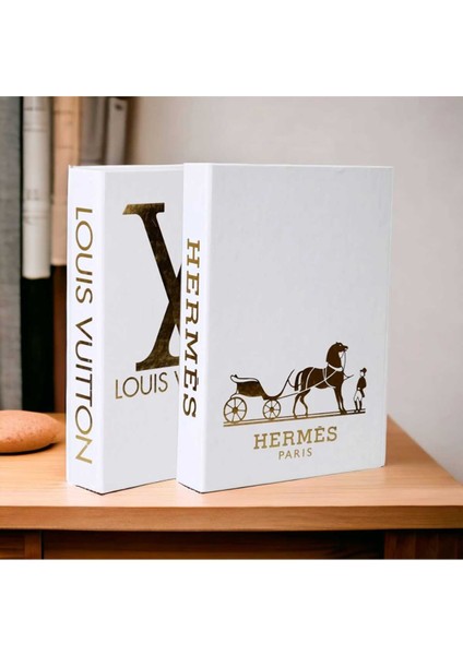 Lv & Hermes 2’li Dekoratif Kitap Kutu Set