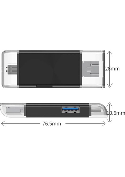 Kart Okuyucu Type-C Micro USB Otg Sd Card / Micro Sd Card Çok Fonksiyonlu Çevirici