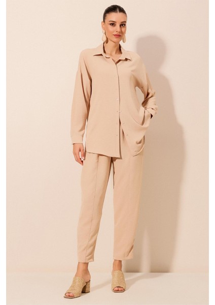 6593 Oversize Ikili Takım - Bej