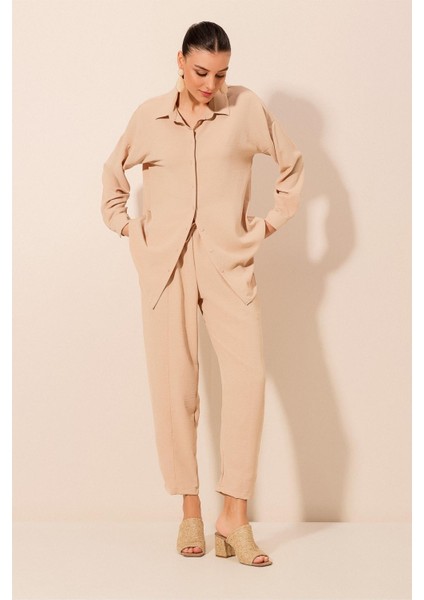 6593 Oversize Ikili Takım - Bej fırsatları