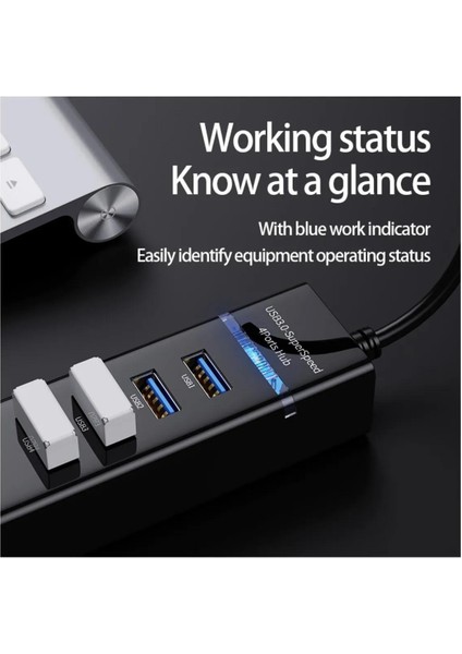 USB 3.0 Hub Çoğaltıcı 4'lü 5gbps Super Speed USB Çoklayıcı 30 cm Kablolu