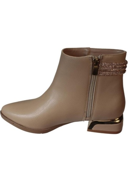 Kadın Siyah Krem Nut Cilt Bileği Taşlı 11 cm Bilek Boyu Bot modelleri