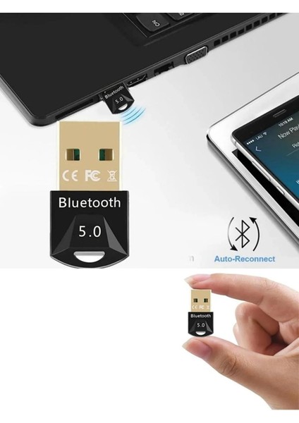 Mini Bluetooth Adaptör V5.0 USB Bluetooth Dongle 5.0 Bluetooth Aparatı Çevirici Dönüştürücü