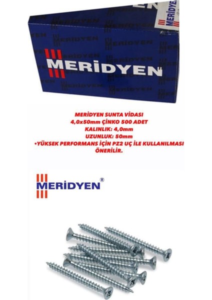 Sunta Vidası 4,0X50 mm Çinko 500 Adet