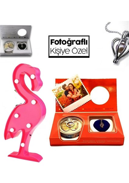 Kişiye Özel Gerçek Istiridye Içinde Inci Kolye Flamingo LED Işık Seti