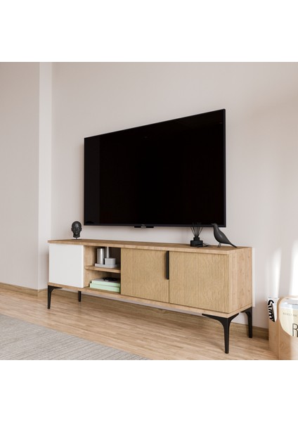 Tarz Sepet-Beyaz , 150 cm Tv Ünitesi , Tv Sehpası ,raflı Tv Ünitesi Konsol