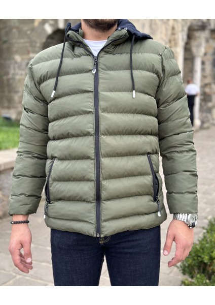 Erkek Kapşonlu Şişme Mont Puffer1