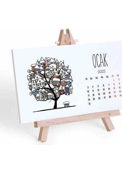 Mevsim Ağaclı 2024 Takvim Şövale Ayaklı Takvim