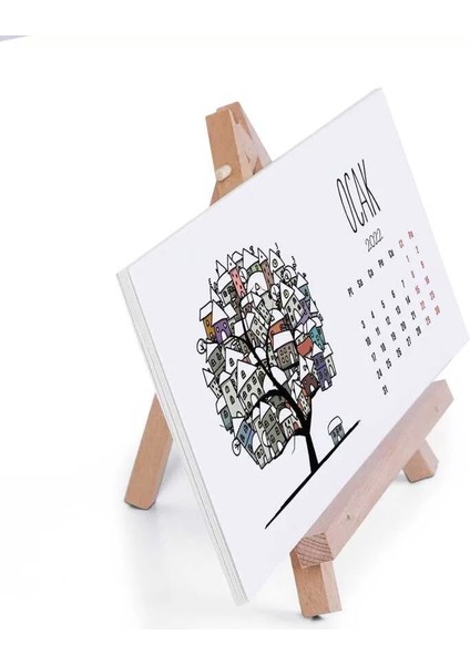 Mevsim Ağaclı 2024 Takvim Şövale Ayaklı Takvim
