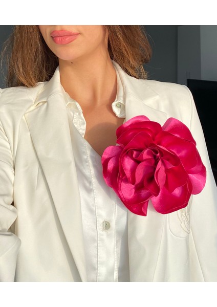 Pink Lady Pinky Lady Fuşya Renk Büyük Çiçek Broş