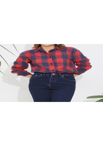 Lacivert Kırmızı Oduncu Ekose Gömlek modelleri