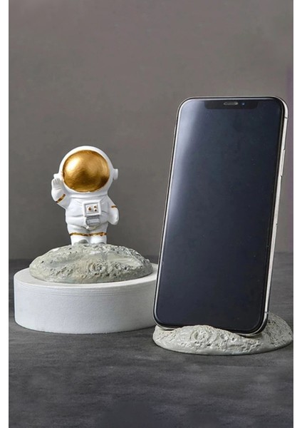 Masaüstü Sevimli Astronot Telefon Tutucu Standı Sağlam Tutunma Sallanmaz Dekoratif Evde Ofiste 1 Ad.