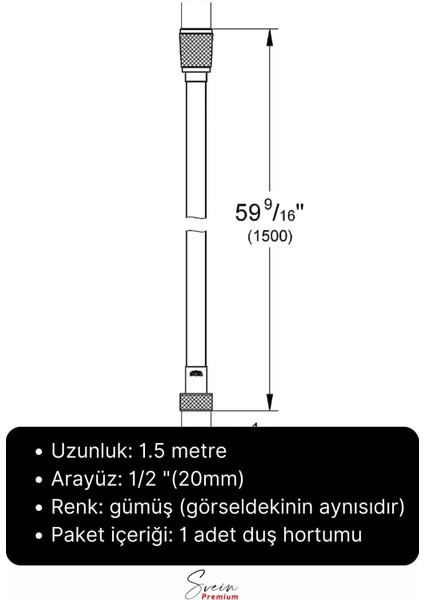 Siyah Dayanıklı Esnek Kırılmaz Çatlamaz Patlamaz Sızdırmaz Pvc Banyo Duş Musluk Hortumu 1,5 Metre