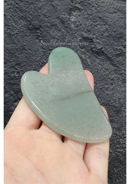 Aventurin Doğal Taş Kalpli Gua Sha Masaj Takımı