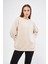 Bej Kadın Oversize Basic Sweatshirt - Karmen 3