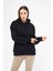 Kadın Oversize Basic Kapüşonlu Sweatshirt Siyah - Fruno 1