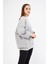 Gri Kadın Oversize Sırt Fermuarlı Sweatshirt - Fame 4