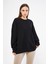 Siyah Kadın Oversize Basic Sweatshirt - Karmen 1