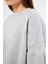 Gri Kadın Oversize Sırt Fermuarlı Sweatshirt - Fame 5