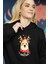 Siyah Yeni Yıl Yılbaşı Merry Christmas Özel Tasarım Yeniyıl Temalı Hediyelik Kapşonlu Sweatshirt 3