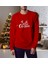 Erkek Kırmızı Oversize Kalın İçi Polarlı Geyik ve Merry Chrıstmas Temalı Sweatshirt 1