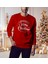 Erkek Kırmızı Oversize Kalın İçi Polarlı Merry Chrıstmas ve Kar Taneli Sweatshirt 1