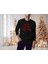 Erkek Siyah Oversize Kalın İçi Polarlı Kırmızı Merry Kırmızı Chrıstmas ve Kar Taneli Sweatshirt 2