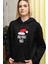 Siyah Yeni Yıl Yılbaşı Merry Christmas Özel Tasarım Yeniyıl Temalı Hediyelik Kapşonlu Sweatshirt 3