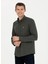 Slim Fit Düğmeli Yaka Koyu Yeşil Erkek Gömlek AKIS023K 1