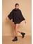 Degaje Yaka Balıkçı Yarasa Model Rahat Kesim Oversize Triko Bluz-Siyah 1